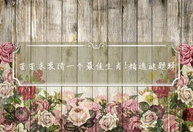 苦苦求衰猜一个最佳生肖!精选谜题释义解释!