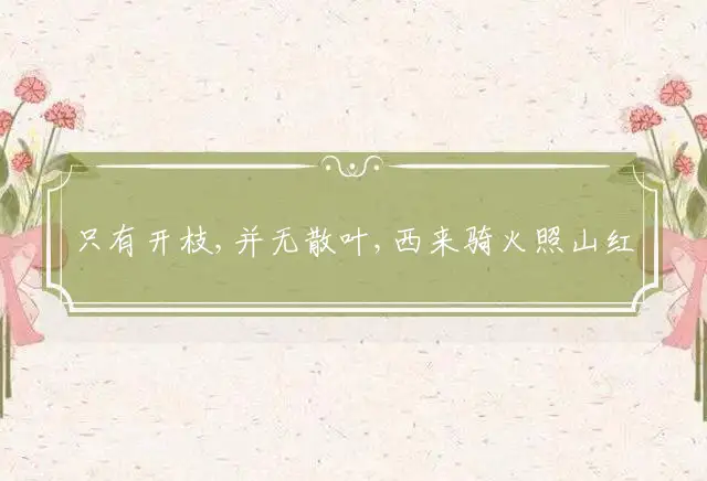 只有开枝,并无散叶,西来骑火照山红,日出而作,日落而息,欢留更睹木兰轻是什么生肖