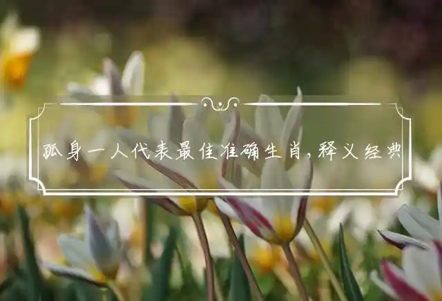 孤身一人是什么生肖