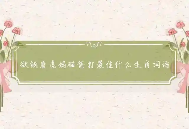 欲钱看虎妈猫爸是什么生肖