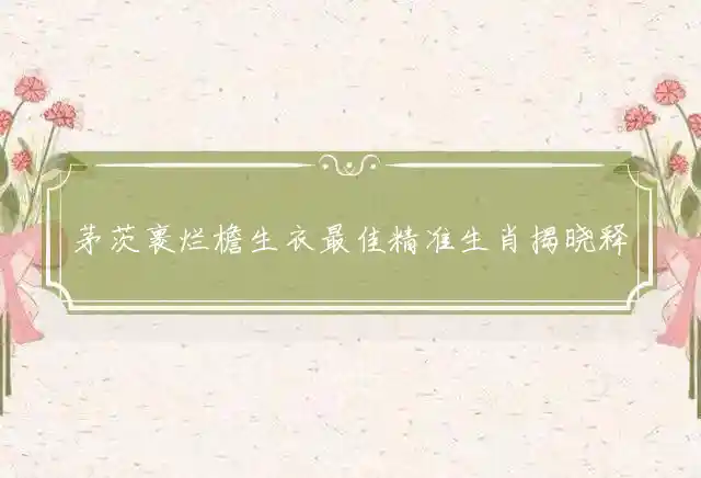 茅茨裹烂檐生衣是什么生肖