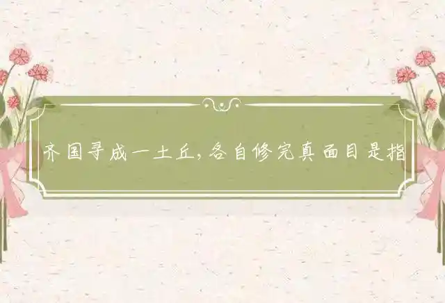 齐国寻成一土丘,各自修完真面目是什么生肖