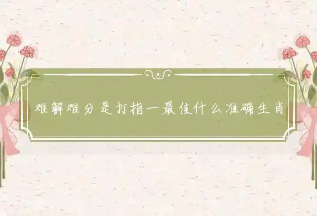 难解难分是什么生肖