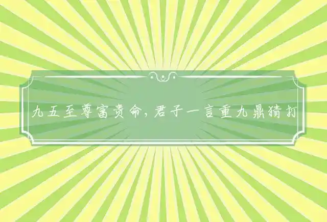 九五至尊富贵命,君子一言重九鼎是什么生肖