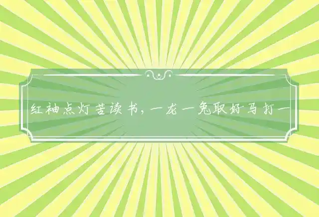 红袖点灯苦读书,一龙一兔取好马是什么生肖