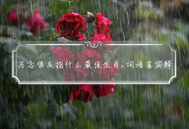 万念俱灰是什么生肖