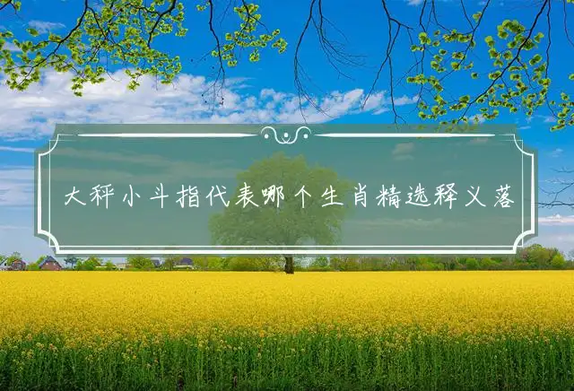 大秤小斗是什么生肖