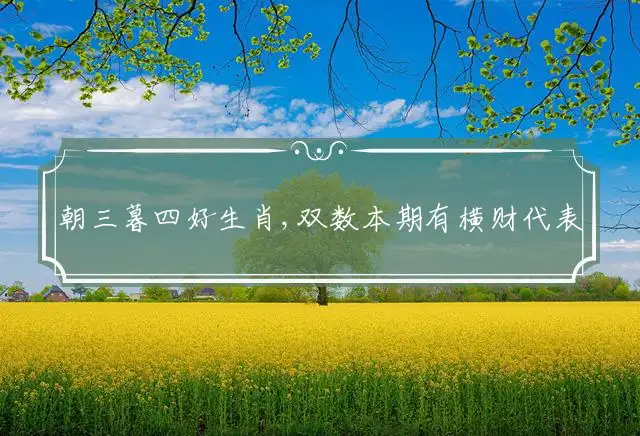 朝三暮四好生肖,双数本期有横财是什么生肖