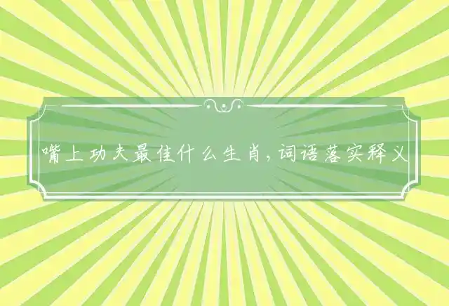 嘴上功夫是什么生肖