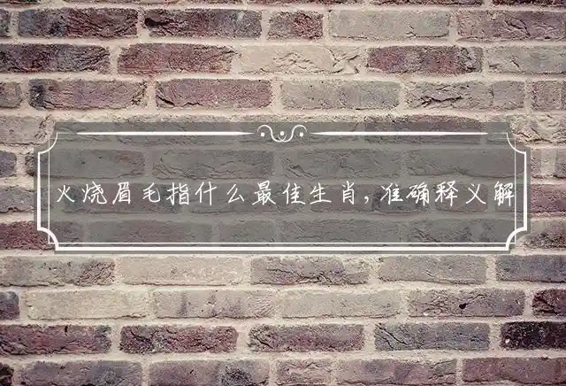 火烧眉毛是什么生肖