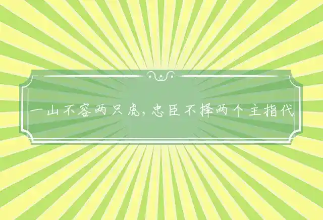 一山不容两只虎,忠臣不择两个主是什么生肖