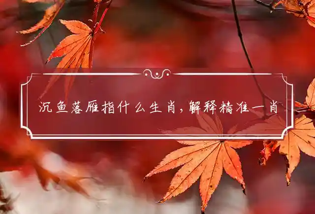 沉鱼落雁是什么生肖