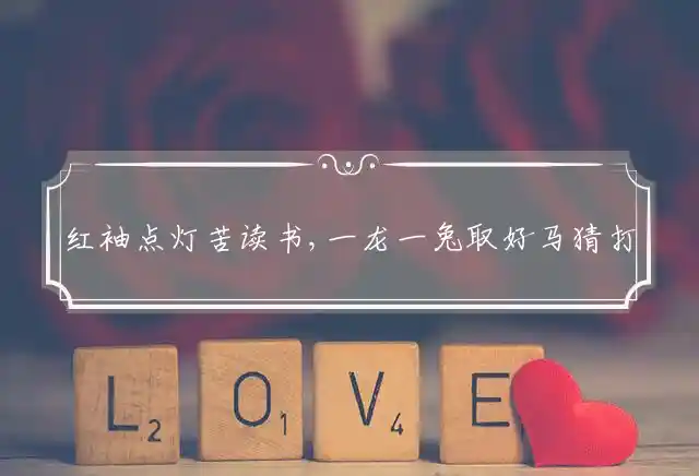 红袖点灯苦读书,一龙一兔取好马是什么生肖